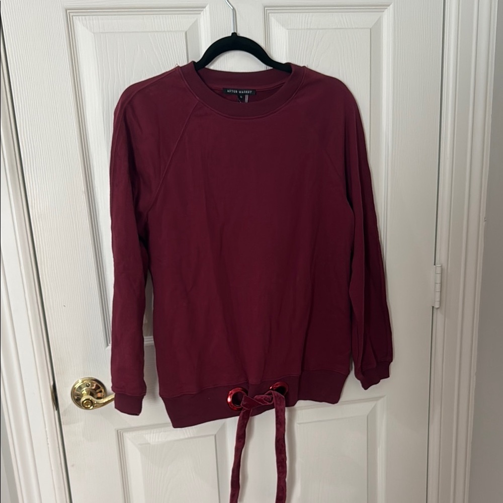 Women's Burgundy Sweater with tie detail after market size small